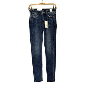 NWT Judy Blue Skinny Fit Mid-Rise Dark Wash Raw Hem Stretch Jeans Size 1/25